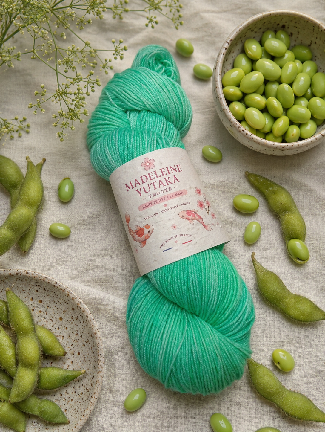 Edamame "fève de soja" ( laine reflets néon )
